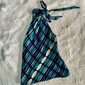 Express Vibrant Blue and Black Halter Top